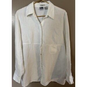 Irish Linen  “Edward” Ivory Button Up Blouse Size Large